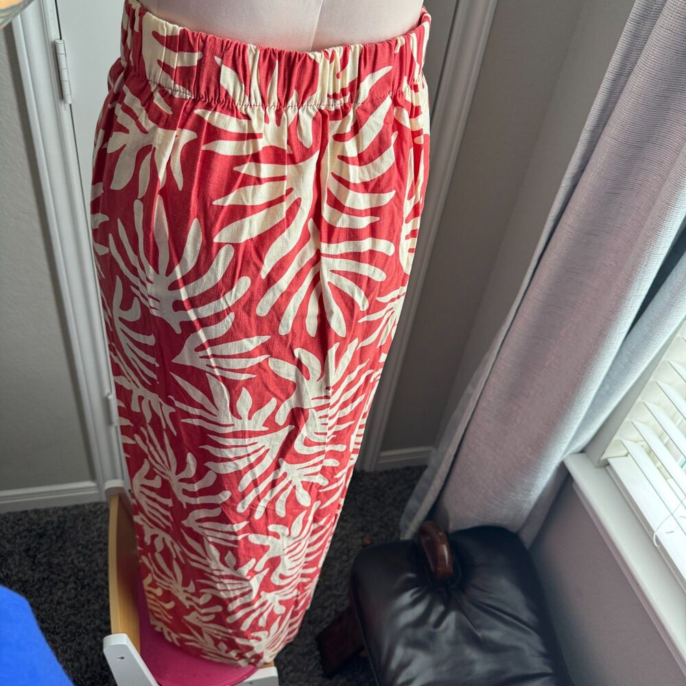 A new day high waist split skirt- coral pattern XXL